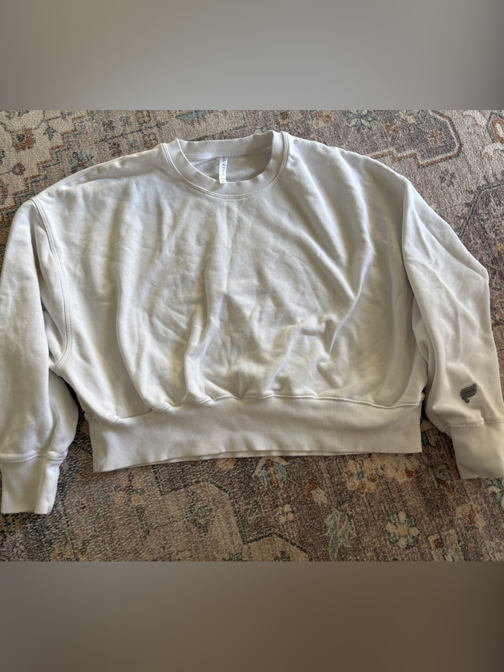 Fabletics Cropped Cream Crewneck Sweatshirt